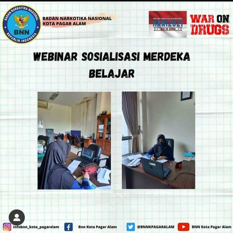 KETUA DWP BNN KOTA PAGAR ALAM MENGIKUTI KEGIATAN WEBINAR SOSIALISASI MERDEKA BELAJAR