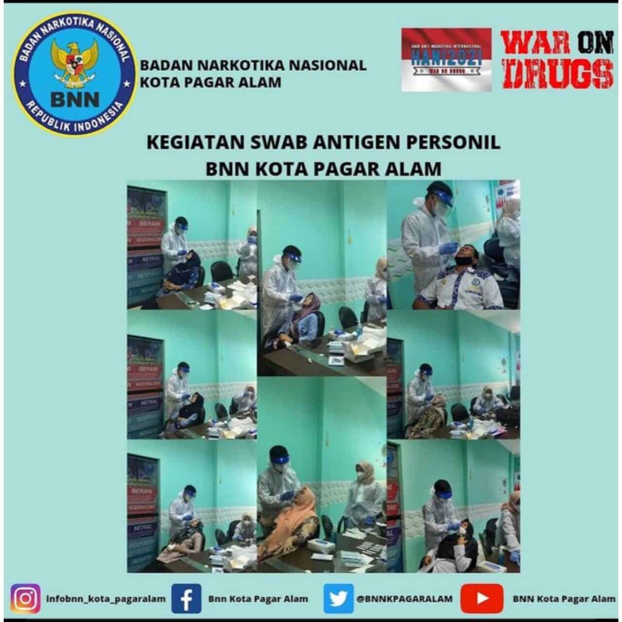KEGIATAN SWAB ANTI GEN BAGI PERSONIL BNN KOTA PAGAR ALAM