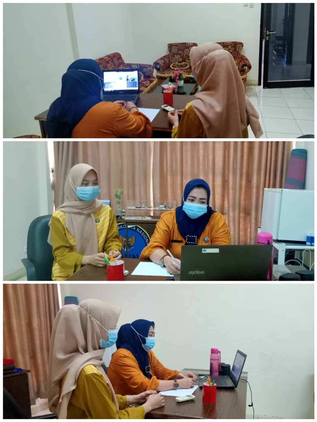 Virtual Zoom Meeting “Pengukuran Kepuasan Penerimaan Layanan Rehabilitasi” Di Ruang Kerja BNN Kota Pagaralam
