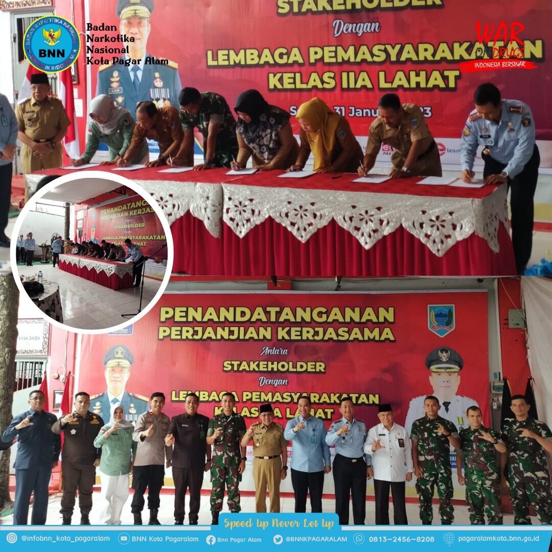 PENANDA TANGANAN PERJANJIAN KERJA SAMA ANTARA STAKEHOLDER dengan LEMBAGA PEMASYARAKATAN KELAS II A LAHAT PENANDA TANGANAN PERJANJIAN KERJA SAMA ANTARA STAKEHOLDER dengan LEMBAGA PEMASYARAKATAN KELAS II A LAHAT