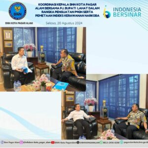 Koordinasi Kepala BNN Kota Pagar Alam bersama PJ. bupati lahat dalam rangka penguatan P4GN serta pemetaan indeks kerawanan narkoba Koordinasi Kepala BNN Kota Pagar Alam bersama PJ. bupati lahat dalam rangka penguatan P4GN serta pemetaan indeks kerawanan narkoba