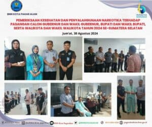 Pemeriksaan Kesehatan dan Penyalahgunaan Narkotika terhadap Pasangan Calon Gubernur dan Wakil Gubernur, Bupati dan Wakil Bupati, serta Walikota dan Wakil Walikota Tahun 2024 se-Sumatera Selatan Pemeriksaan Kesehatan dan Penyalahgunaan Narkotika terhadap Pasangan Calon Gubernur dan Wakil Gubernur, Bupati dan Wakil Bupati, serta Walikota dan Wakil Walikota Tahun 2024 se-Sumatera Selatan