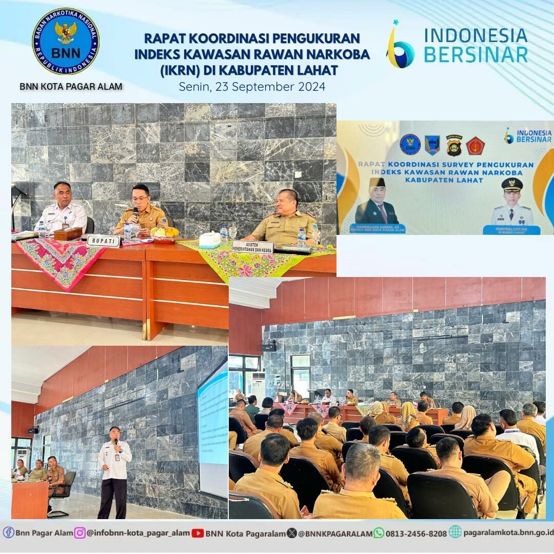 Rapat Koordinasi Pelaksanaan Pengukuran Indeks Kawasan Rawan Narkoba (IKRN) Kabupaten Lahat Rapat Koordinasi Pelaksanaan Pengukuran Indeks Kawasan Rawan Narkoba (IKRN) Kabupaten Lahat