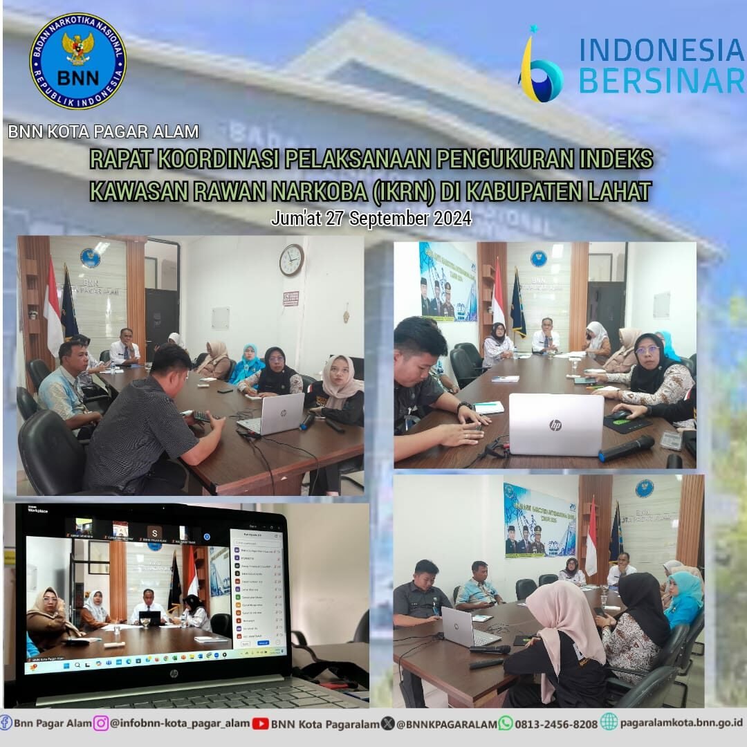 Rapat Koordinasi Pelaksanaan Pengukuran Indeks Kawasan Rawan Narkoba (IKRN) di Kabupaten Lahat Secara Virtual Konsep Otomatis