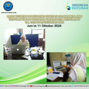Rapat Kegiatan Monitoring Evaluasi Capaian IKPA BNN Triwulan III dan Persiapan Capaian IKPA Triwulan IV T.A. 2024 di Lingkungan BNN Rapat Kegiatan Monitoring Evaluasi Capaian IKPA BNN Triwulan III dan Persiapan Capaian IKPA Triwulan IV T.A. 2024 di Lingkungan BNN