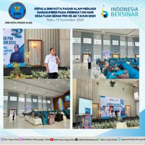 Kepala BNN Kota Pagar Alam Menjadi Narasumber Pada Peringatan Hari Kesatuan Gerak PKK ke-52 Tahun 2024 Kepala BNN Kota Pagar Alam Menjadi Narasumber Pada Peringatan Hari Kesatuan Gerak PKK ke-52 Tahun 2024