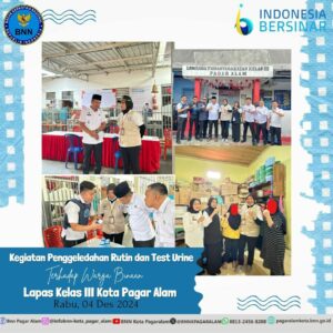 Razia Blok Hunian dan Tes Urine Lapas dan Rutan, Lembaga Pemasyarakatan Kelas III Pagar Alam Razia Blok Hunian dan Tes Urine Lapas dan Rutan, Lembaga Pemasyarakatan Kelas III Pagar Alam